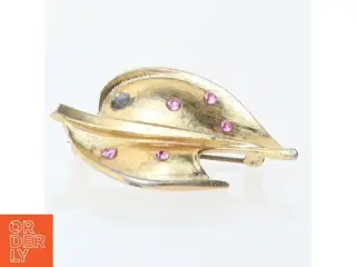 Delfinbroche med lyserøde sten (str. 4,5 x 3 cm)