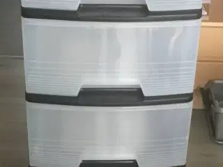 Opbevaringssystem med plastskuffer