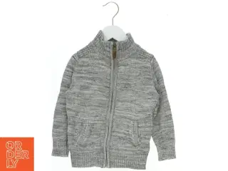Grå strik cardigan med lynlås fra Logg (str. 98)