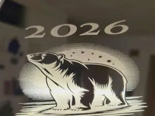 Håndlavet lasergraveret Isbjørn på hexagon-spejl