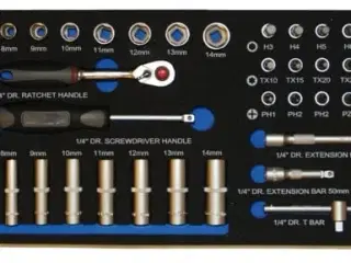 BATO Topnøglesæt 1/4\" 6kt. 4-14mm kort. 6-14mm lang. EVA 1/3.