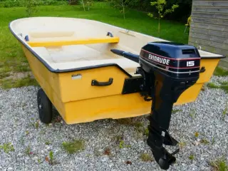 Jante jolle med 15hk Evinrude og ophalervogn