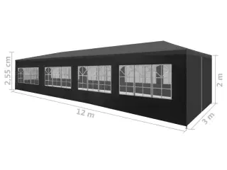 Festtelt 3 x 12 m antracitgrå