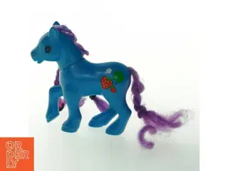 Blåt pony legetøj med lilla manke (str. 12x12 cm)