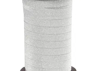 Gavebånd, B: 10 mm, glitter, sølv, 100m/ 1 pk.