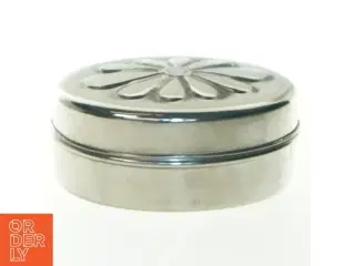 Sølvfarvet Vintage oval blomsterpræget Metal æske (str. 11x9 cm)