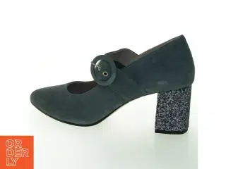 Suede Mary Jane pumps med glimmerhæl fra Roccamore (str. 39 )