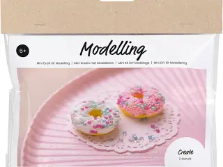 Mini DIY Kit Modellering, Donuts, pink, turkis, hvid, gul, 1 pk.