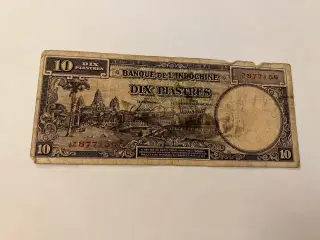 10 Piastres Indochine - Meget slidt