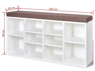 Skobænk 10 rum hvid