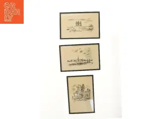 Tegninger i ramme (str. 40x27,5 cm)