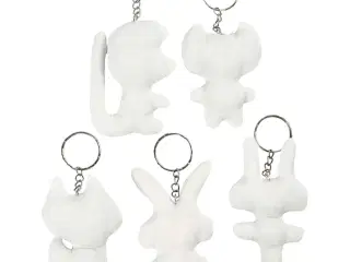 Stoffigurer med nøglering - 5 stk. H: 6-10 cm