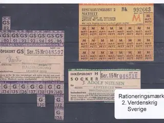 Rationeringsmærker - 2. Verdenskrig - Sverige