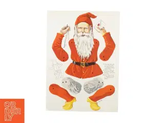 retro stor ubrugt Sprællermand julemand (str. 35 x 25 cm)