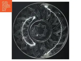 Antikt Glasfad med mønster (str. Ø 29 cm)