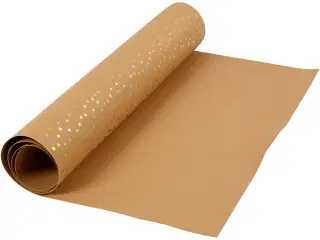 Læderpapir, B: 50 cm, ensfarvet,folie, 350 g, lys brun, guld, 1m/ 1 rl.
