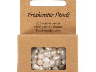 Ferskvandsperler, Gennemboret på tværs, diam. 4-6 mm, hulstr. 1 mm, perlemor, 55stk./ 1 pk.