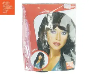 Lang sort paryk i emballage fra The Wig Collection (str. 25 x 20 cm)