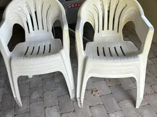 Stabelstole, havestole i hvid plast