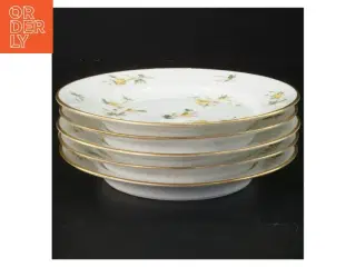 Porcelænstallerkener med blomstermotiv (str. Ø 16 cm)