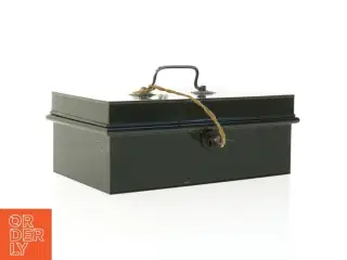 Grøn pengekasse i metal (str. 24 x 14 x 9 cm)