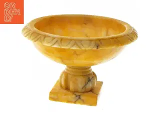 Dekorativ gul alabast marmorvase (str. Ø 21 cm længde 14 cm)
