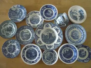 Engelsk porcelæn/fajance i blå