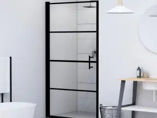 Brusedør 81 x 195 cm hærdet glas sort
