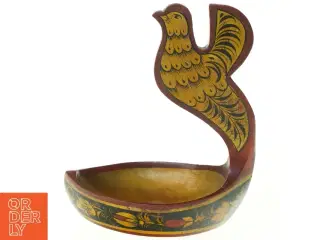 Vintage Håndlavet Russisk Khokhloma Træ Skål med Fugl Fønix (str. 14 x 18 x 8 cm)