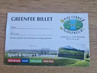Greenfee billetter til Kaj Lykke Golfklub