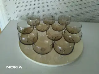 12 røgfarvede portionsglas 