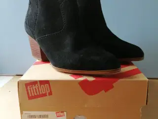 Sorte, ægte ruskind ANKELSTØVLER af FlipFlop