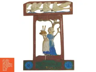 Antikt håndlavet trærelief med dekorativt motiv (str. 46x34 cm)