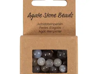 Agat stenperler, str. 1x10, 12x8, 15x6 mm, hulstr. 0,9-1 mm, transparent grå, 28stk./ 1 pk.