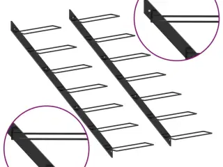 Væghængte vinreoler 2 stk. til 14 vinflasker metal sort