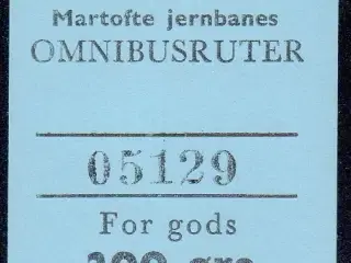 Nordvestfynske Jernbane - Omnibusrute - For Gods - 200 Øre - Ustemplet