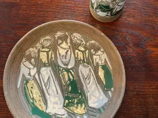 Stentøj, ITALY, fad og vase med kunstmotiv