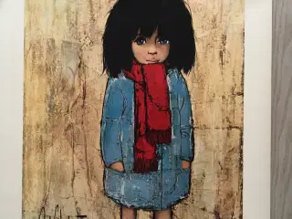 Plakat med lille pige i blå frakke