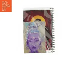 Notesbog med spiralryg og abstrakt kunstomslag (str. 22x15 cm)