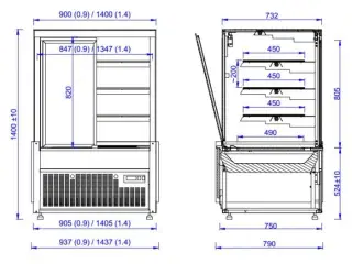 Kølemontre – sort – 1437x790x1400 mm