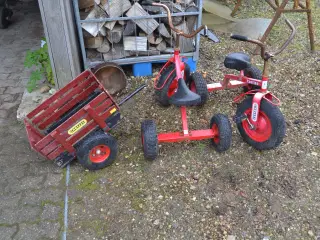 2 stk 3 hjulet cykler + vogn