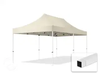 3x6m, stål, easy-up-pavillon, uden sidedele, crem 