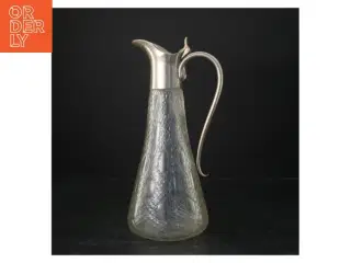 Antik karaffel med sølvmetalhåndtag (str. 28 cm)