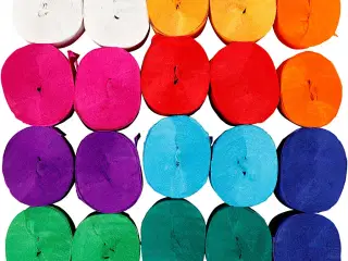 Crepepapir Ruller, L: 20 M, B: 5 cm, 22 g, ass. farver, 20rl./ 1 pk.