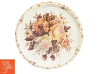 Rund Metalbakke med blomstermotiv (str. O 32 cm)