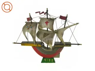 Vintage Model Træ Skib Nina - model af Christopher Columbus' Skib 1492 (str. 13 cm)