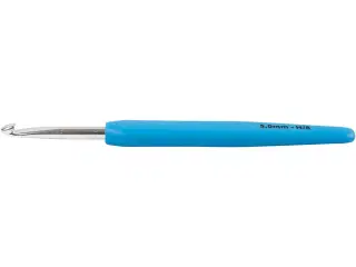Hæklenål, 5, L: 13,3 cm, str. 5 mm, blå, 1 stk.