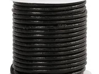 Sort Lædersnor 2 mm - 10 meter til Kreative Projekter