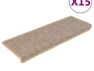 Selvklæbende trappemåtter 15stk. 65x21x4cm sisal-look lys beige