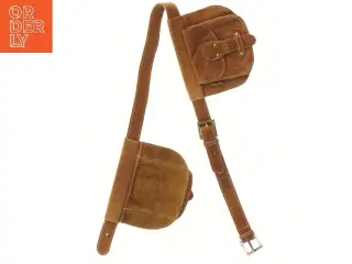 Brun læder bælte taske (str. 65 cm)